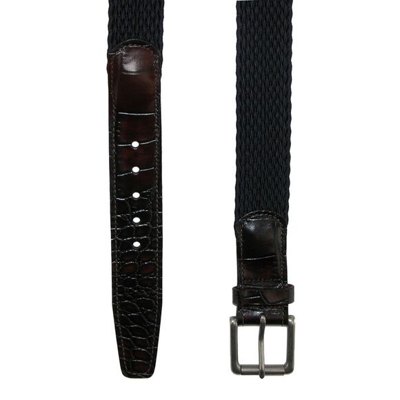 CrookhornDavis Men's Hampton Stretch Belt with Croc Print Tabs - Picture 2 of 2